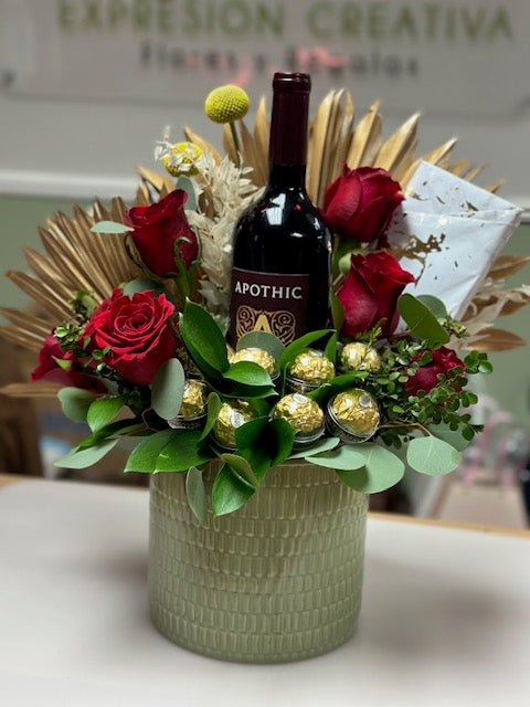 Canastas con vinos y flores - desde $100